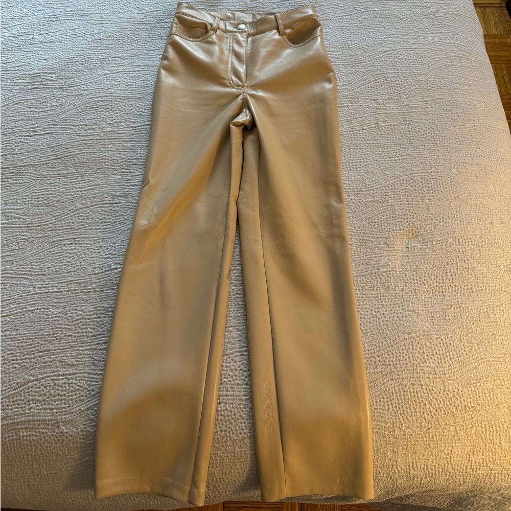 Aritzia Cream Melina Vegan Leather Pant Size 0